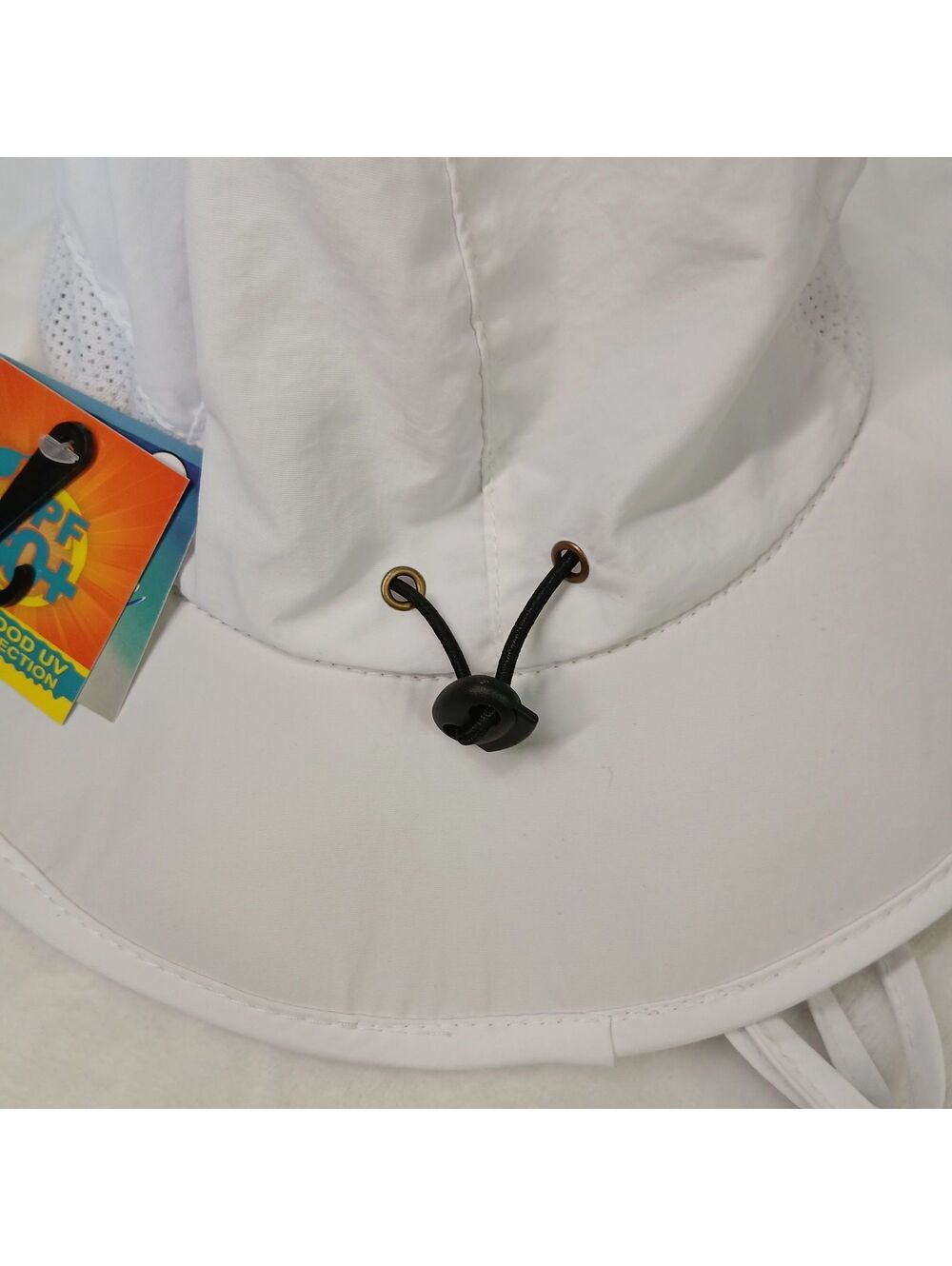 Kids White Sun Hat OSFM UPF 30+ Wide Brim Nylon Safari Fishing Cap Adjustable
